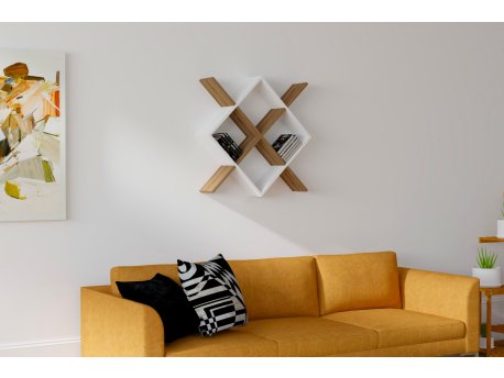 HANAH HOME Zidna polica Semo Walnut White
