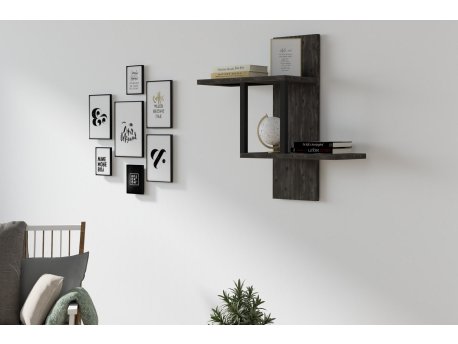HANAH HOME Zidna polica Herra Anthracite