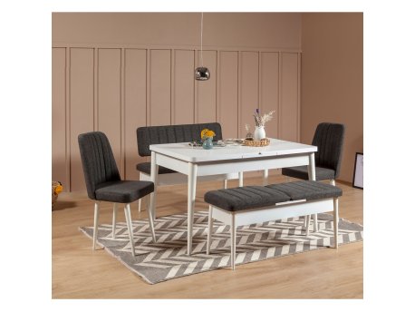 HANAH HOME Klupa Vina Bench Anthracite White