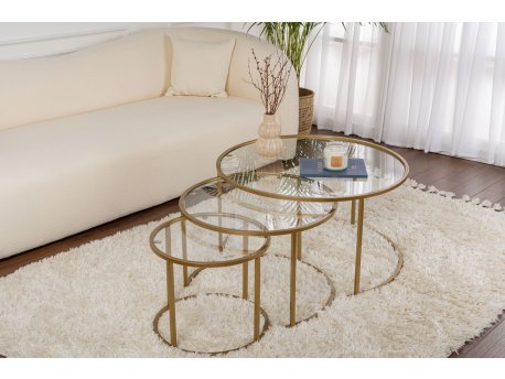 HANAH HOME Set stočića Aurum 80 60 42 Gold Transparent
