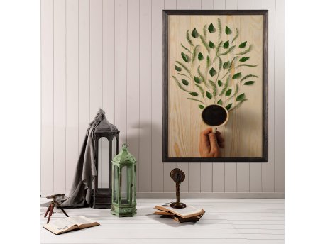 WALLXPERT Dekorativna uramljena drvena slika Coffee Tree XL