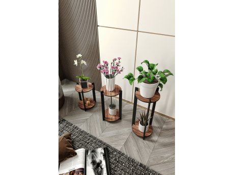 HANAH HOME Drvena polica za biljke Flower Desk Round Walnut