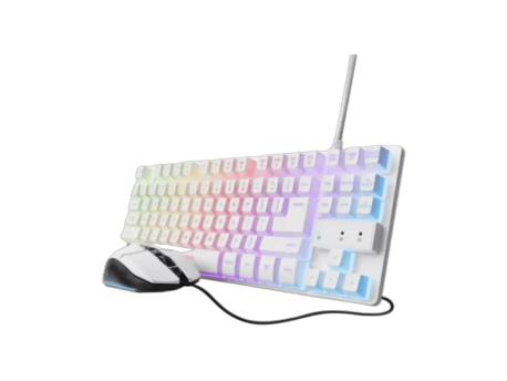 TRUST Tastatura+miš 2-in-1 Gaming set/TKL/US/bela