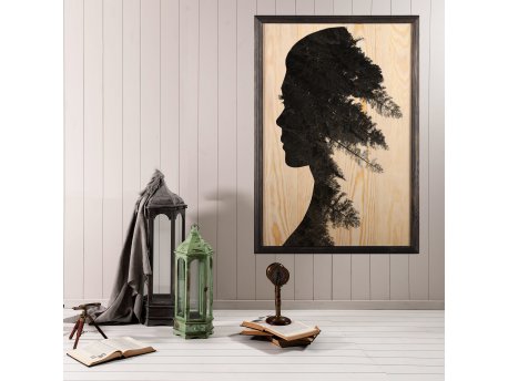 WALLXPERT Dekorativna uramljena drvena slika Pine Woman XL