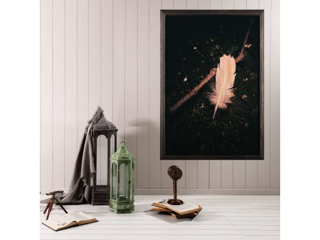 WALLXPERT Dekorativna uramljena drvena slika White Feather XL