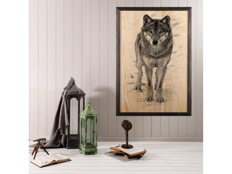 WALLXPERT Dekorativna uramljena drvena slika Wolf XL