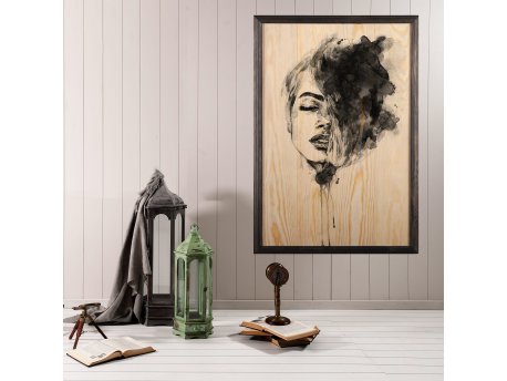 WALLXPERT Dekorativna uramljena drvena slika Woman Face XL