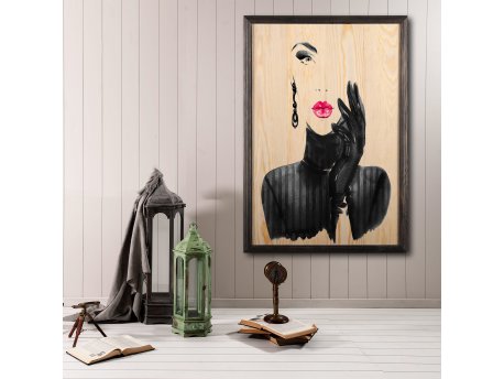 WALLXPERT Dekorativna uramljena drvena slika Woman Silhouette XL