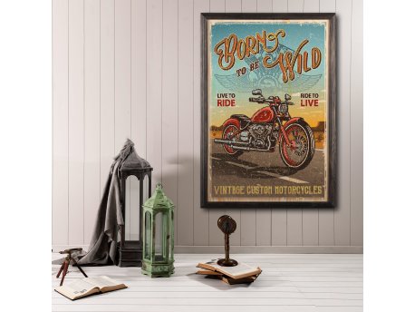 WALLXPERT Dekorativna uramljena drvena slika Born To Be Wild