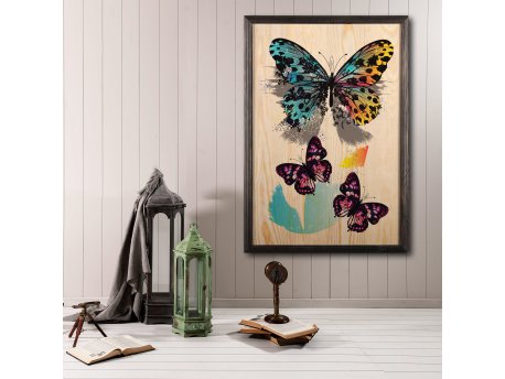 WALLXPERT Dekorativna uramljena drvena slika Butterfly Dream