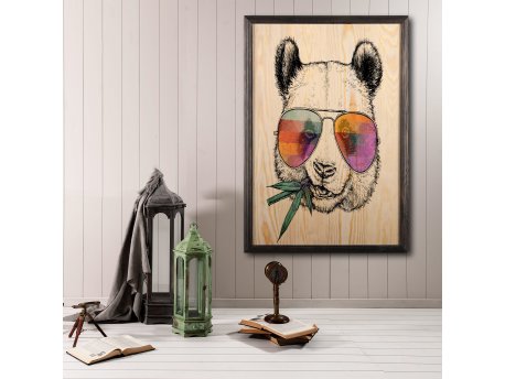 WALLXPERT Dekorativna uramljena drvena slika Cool Panda