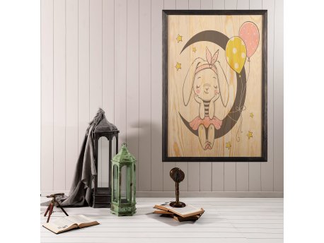 WALLXPERT Dekorativna uramljena drvena slika Cute Bunny