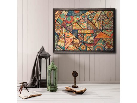 WALLXPERT Dekorativna uramljena drvena slika Patchwork