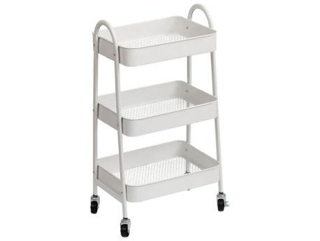 TENDANCE TENDANCE TROSTRUKA POLICA NA TOCKICE 79X31X43,5CM METAL BELA