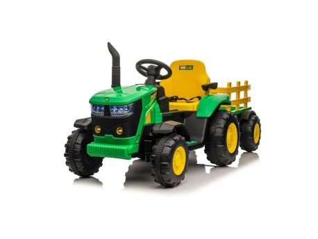PREMIUM STIL Traktor na akmulator sa prikolicom za decu, 12V, Zeleni