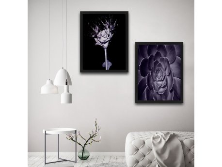 WALLXPERT Dekorativna slika u okviru (2 komada) Lila Flowers Set