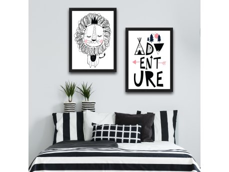 WALLXPERT Dekorativna slika u okviru (2 komada) Adventure Set