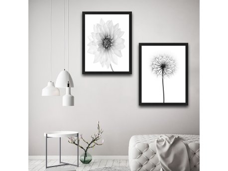 WALLXPERT Dekorativna slika u okviru (2 komada) All White Flower Set
