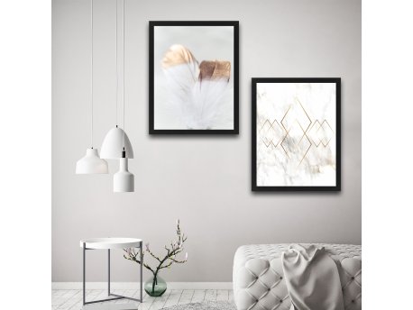WALLXPERT Dekorativna slika u okviru (2 komada) Gold 2 Set