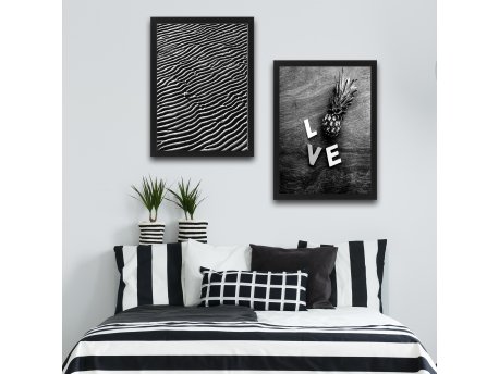 WALLXPERT Dekorativna slika u okviru (2 komada) Love Black White Set