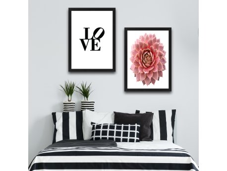 WALLXPERT Dekorativna slika u okviru (2 komada) Love Pink Flower Set