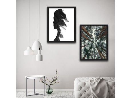 WALLXPERT Dekorativna slika u okviru (2 komada) Pine Woman Set