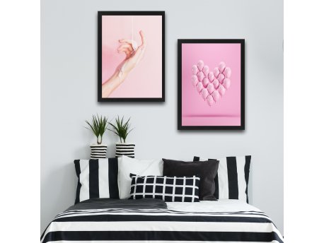 WALLXPERT Dekorativna slika u okviru (2 komada) Pink Balloon Set