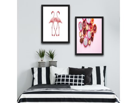 WALLXPERT Dekorativna slika u okviru (2 komada) Pink Fruit Set