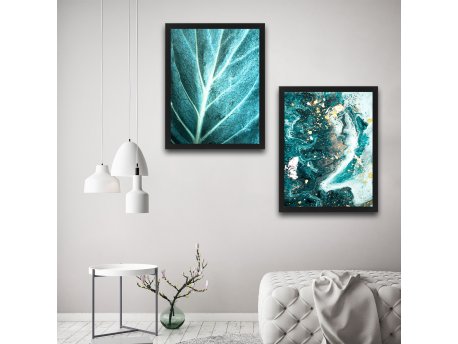 WALLXPERT Dekorativna slika u okviru (2 komada) Turquoise Set