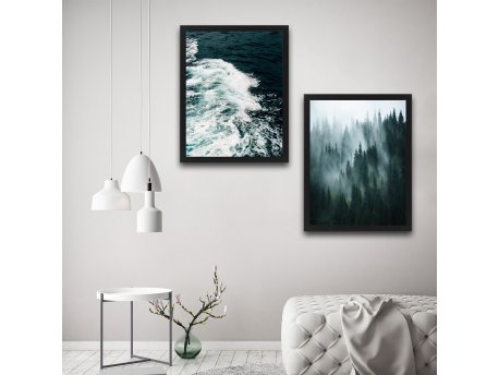 WALLXPERT Dekorativna slika u okviru (2 komada) Wave Forest Set