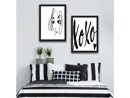 WALLXPERT Dekorativna slika u okviru (2 komada) Xoxo Set