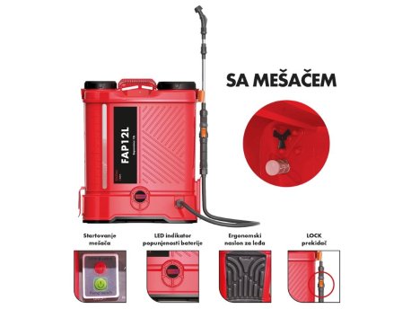 FARM powered by wurth FAP12L Akumulatorska prskalica, Li-ion, sa mešačem 12L