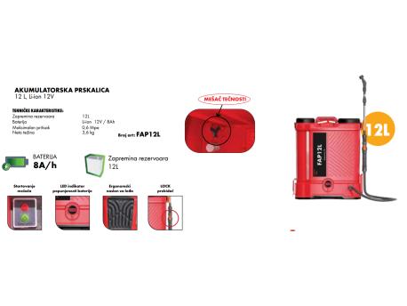 FARM powered by wurth FAP12L Akumulatorska prskalica, Li-ion, sa mešačem 12L