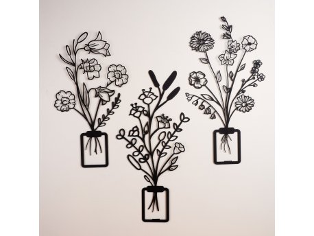 WALLXPERT Dekorativni metalni zidni pribor Flowers in Vase 3D APT519MS