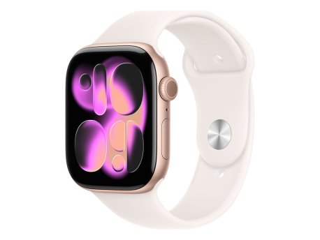 APPLE Watch S11 GPS 46mm Rose Gold Aluminium Case with Light Blush Sport Band - S/M (mev64rk/a)