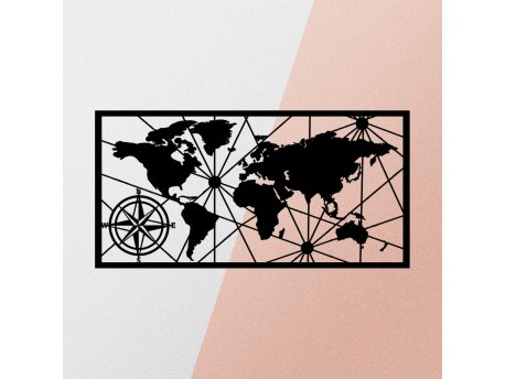 WALLXPERT Dekorativni metalni zidni pribor World Map Large Metal Wall Decor