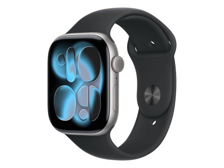 APPLE Watch S11 GPS 46mm Space Grey Aluminium Case with Black Sport Band - M/L (mev44et/a)