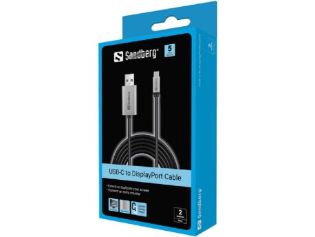 Sandberg USB-C na DisplayPort kabl, 2m (136-51)