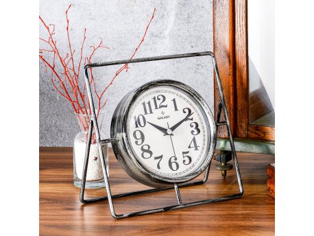 WALLXPERT Dekorativni stoni sat Metallo Grey