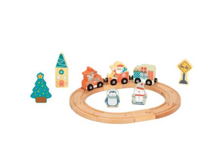 TOOKY TOY Drveni novogodišnji vozić