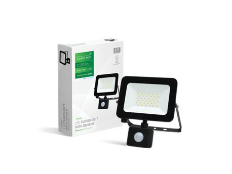 GREENTECH LED reflektor sa senzorom 30W 6500K 2550lm IP65 (AFS-30BK)