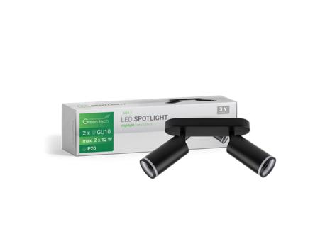 GREENTECH LED spot svetiljka 2x GU10 crna (NYXA-2)