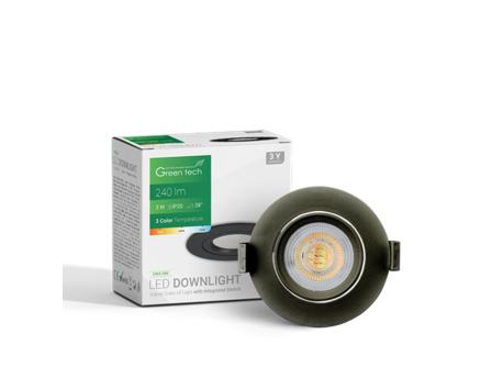 GREENTECH LED spot 3W 240lm 3CCT (DWX-3BK)