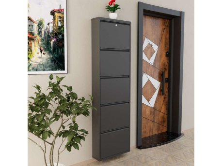 HANAH HOME Ormar za cipele Locking 5 Piece Metal Anthracite