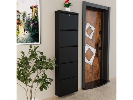 HANAH HOME Ormar za cipele Locking 5 Piece Metal Black
