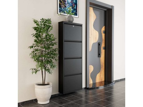 HANAH HOME Ormar za cipele Locking 4 Piece Metal Black