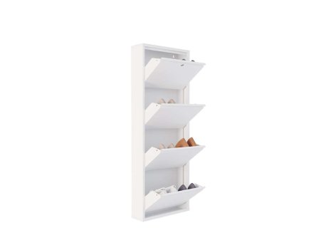 HANAH HOME Ormar za cipele Locking 4 Piece Metal White