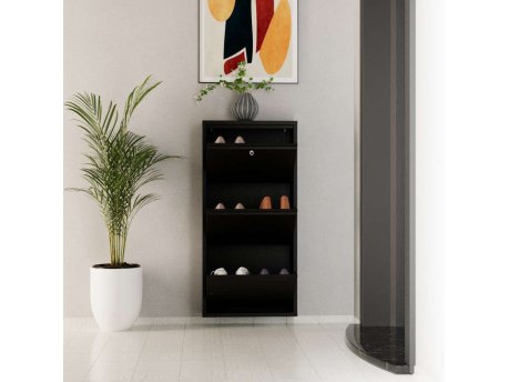 HANAH HOME Ormar za cipele Locking 3 Piece Metal Black
