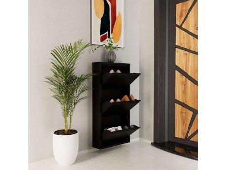 HANAH HOME Ormar za cipele 3 Piece Metal Black