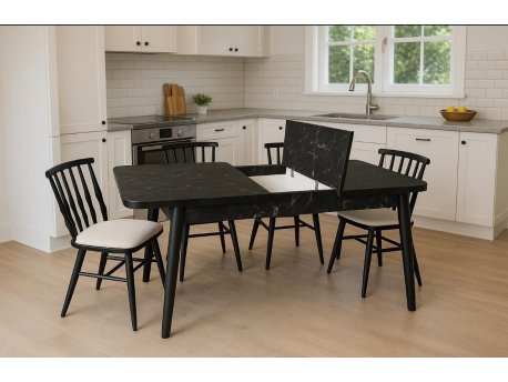 HANAH HOME Produžni set trpezarijskih stolova i stolica (5 komada) Lotus Black
